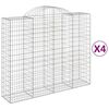 vidaXL buede gabionkurve 4 stk. 200x50x160/180 cm galvaniseret jern