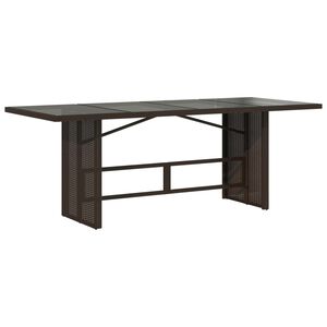 vidaXL havebord med glastop 190x80x75 cm polyrattan brun