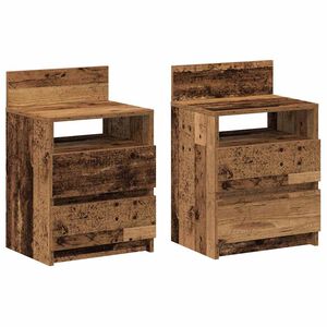 vidaXL sengeborde 2 stk. med 2 skuffer 40x33x60 cm antikt tr&aelig;