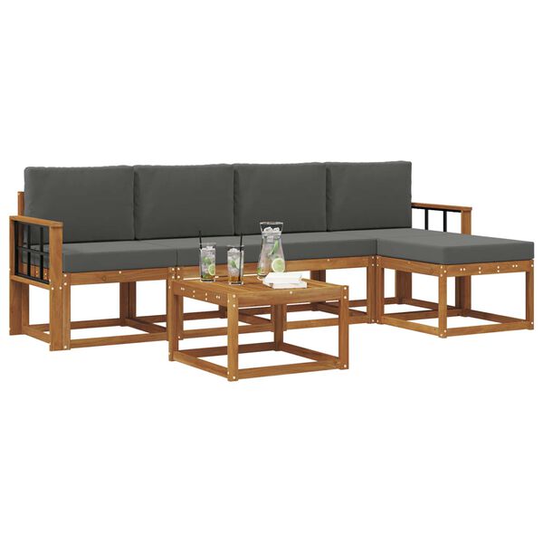 vidaXL Udend&oslash;rs sofagruppe med pude 6 pcs Naturlig og Antracit