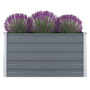 vidaXL forh&oslash;jet blomsterbed 100 x 100 x 45 cm galvaniseret st&aring;l gr&aring;