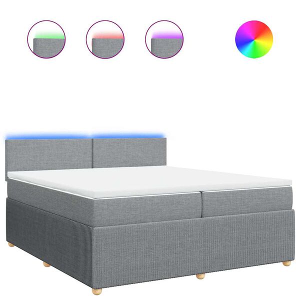 vidaXL kontinentalseng med madras 200x200 cm stof lysegr&aring;