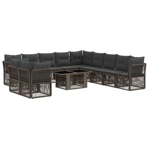 vidaXL Havesofa S&aelig;t 12 stk. Gr&aring; polyrattan