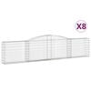 vidaXL buede gabionkurve 8 stk. 400x30x80/100 cm galvaniseret jern