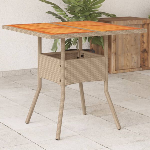 vidaXL havebord 80x80x75 cm polyrattan og akacietr&aelig; sort