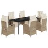 vidaXL spisebordss&aelig;t til haven 7 dele med hynder polyrattan beige