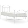 vidaXL sengeramme med sengegavl og fodg&aelig;rde 75x190 cm metal hvid