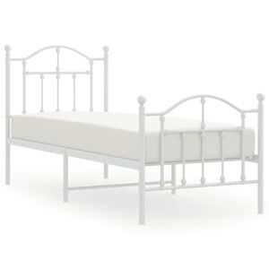 vidaXL sengeramme med sengegavl og fodg&aelig;rde 75x190 cm metal hvid