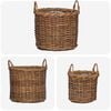 vidaXL Plantekurv med opbevaring 3 pcs Brun Kubu rattan