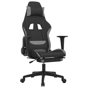 vidaXL gamingstol med massagefunktion + fodst&oslash;tte stof sort og lysegr&aring;
