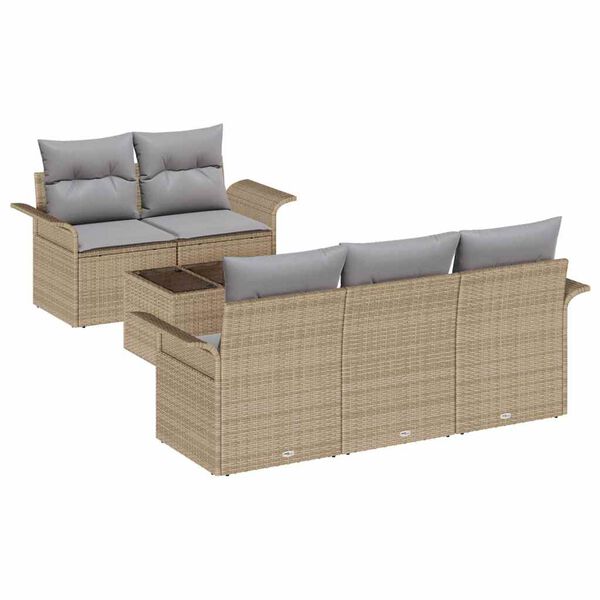 vidaXL Sofa Sæt med pude 6 pcs Beige polyrattan