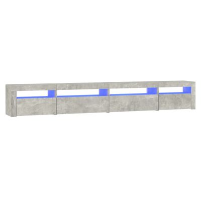 vidaXL sengebord med LED-lys 270x35x40 cm betongrå