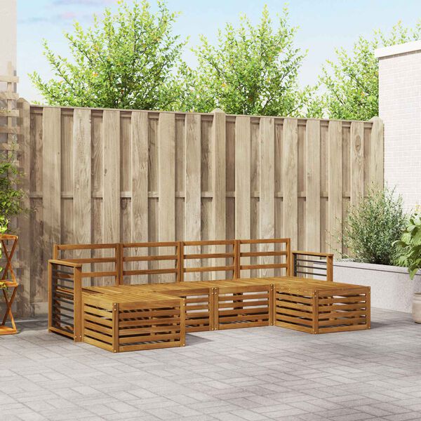 vidaXL Sofas&aelig;t 6 pcs Naturfarvet Massivt Akacietr&aelig;