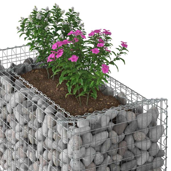 vidaXL Gabion h&oslash;jbed S&oslash;lv 50 x 100 x 60 cm Galvaniseret st&aring;l