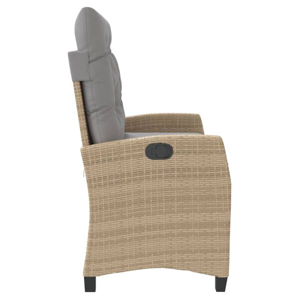 vidaXL haveb&aelig;nk med hynder og l&aelig;nefunktion polyrattan beige