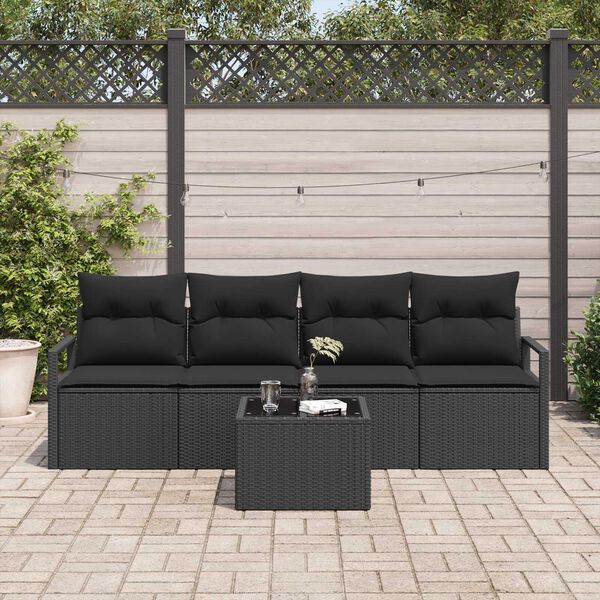 vidaXL Sofa Sæt 5 pcs Sort polyrattan