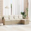 vidaXL Havesofa S&aelig;t med pude med opbevaring 5 pcs Beige Poly rattan