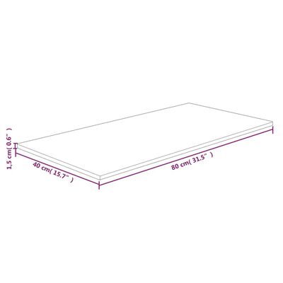 vidaXL bordplade til badeværelse 80x40x1,5 cm massivt træ lysebrun