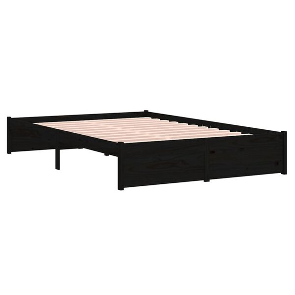 vidaXL sengeramme 120x190 cm Small Double massivt træ sort