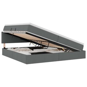 vidaXL Seng med opbevaring og LED med LED M&oslash;rkegr&aring; 200 x 200 cm Stof