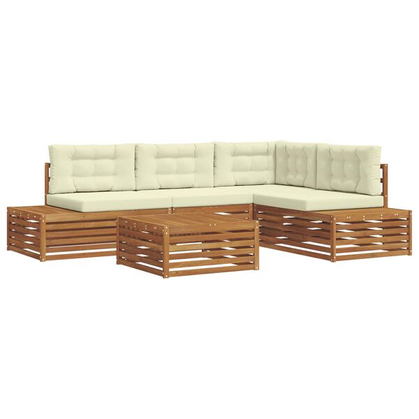 vidaXL Udend&oslash;rs sofagruppe med pude 5 Stk Naturlig og Fl&oslash;de