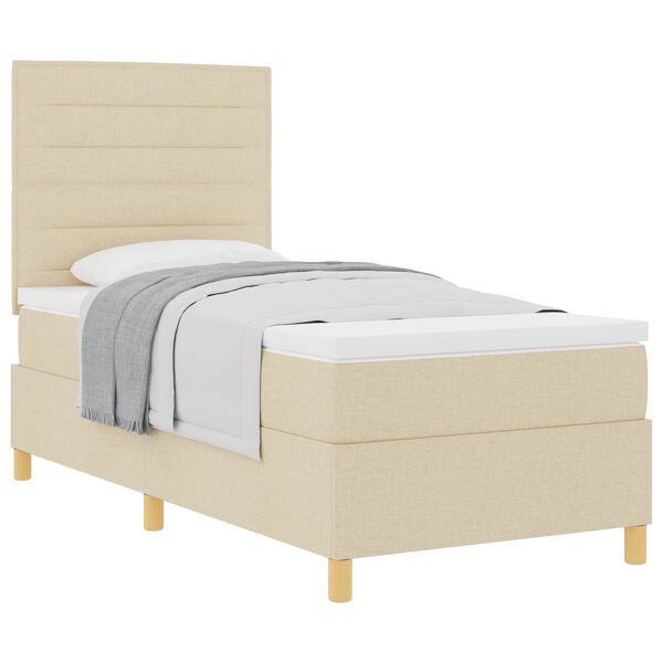 vidaXL Box spring seng med madras Creme 100 x 200 cm Stof