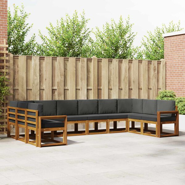 vidaXL Udend&oslash;rs sofagruppe med pude 10 pcs Naturlig og Antracit