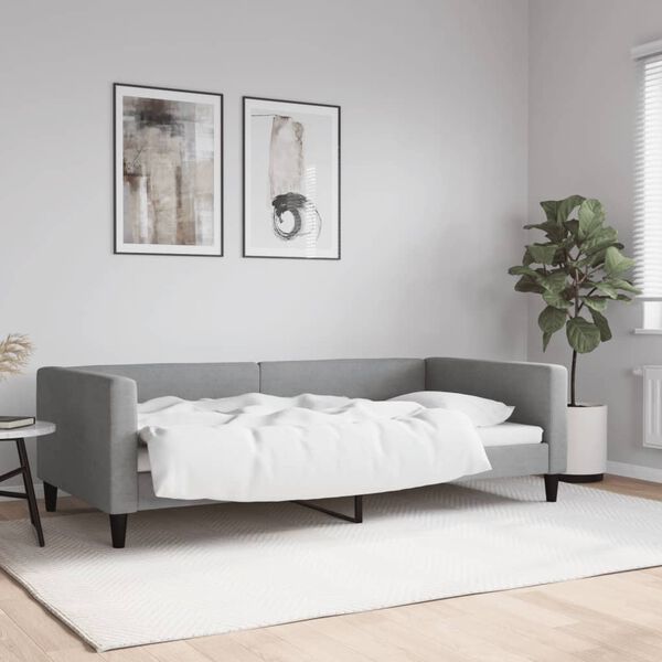 vidaXL daybed 100x200 cm stof lysegr&aring;