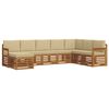 vidaXL Sofas&aelig;t med pude 8 pcs Naturlig og Beige Massivt Akacietr&aelig;