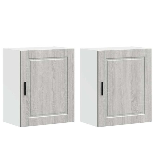 vidaXL k&oslash;kkenoverskabe 2 stk. Porto konstrueret tr&aelig; gr&aring; sonoma