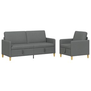 vidaXL Sofa s&aelig;t med opbevaring 2 pcs M&oslash;rkegr&aring; Polyester