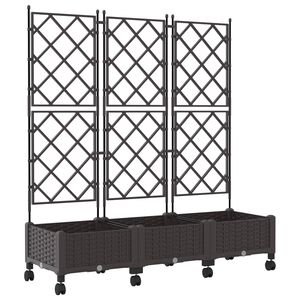 vidaXL Haveplantekasse med espalier og hjul 3 stk. Brun PP