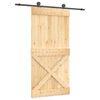 vidaXL Skyded&oslash;r Naturfarvet og sort 100 x 210 cm Massivt Fyrretr&aelig;