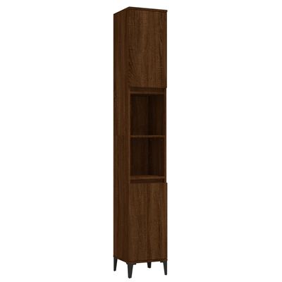 vidaXL møbelsæt til badeværelse 3 dele konstrueret træ brunt egetræ