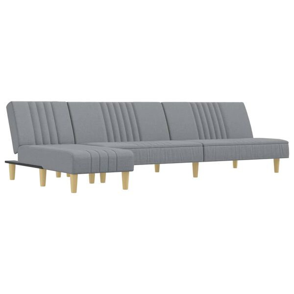 vidaXL L-formet sovesofa 255x140x70 cm stof lysegr&aring;