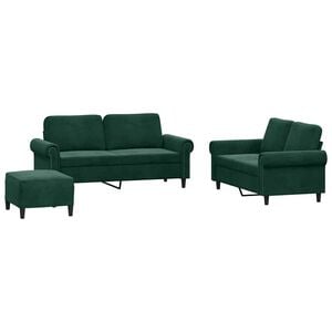 vidaXL sofas&aelig;t 3 dele med hynder velour m&oslash;rkegr&oslash;n