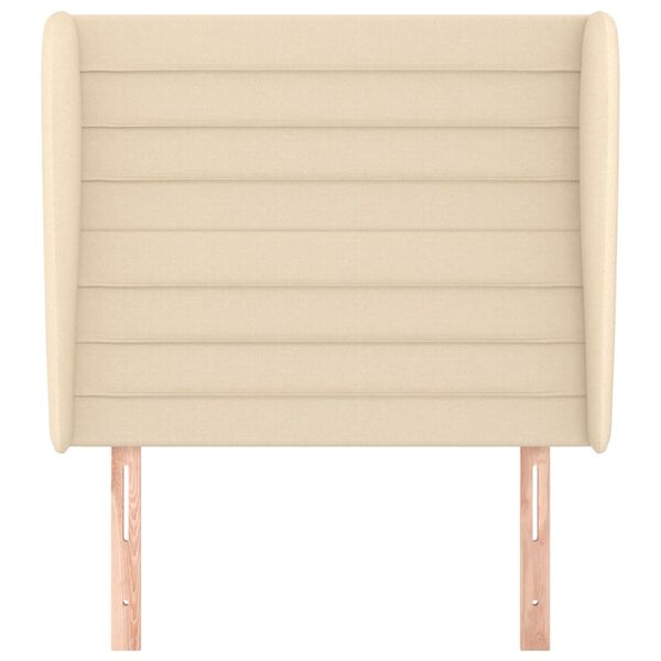 vidaXL sengegavl med kanter 103x23x118/128 cm stof cremefarvet
