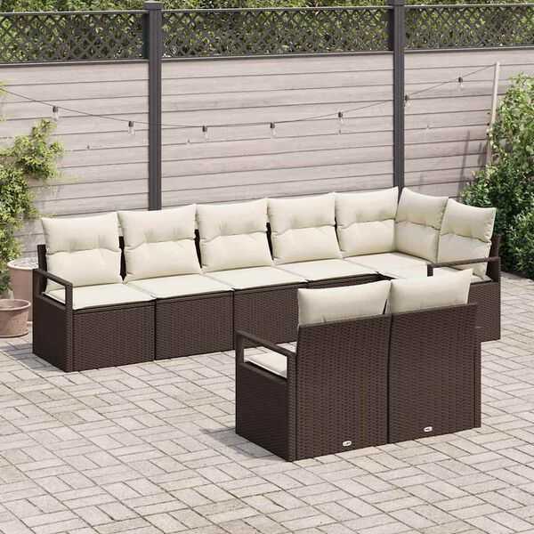 vidaXL Sofa S&aelig;t 8 pcs Brun polyrattan