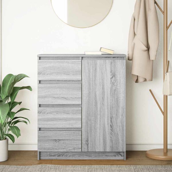 vidaXL skænk med skuffer 71x35x84 cm konstrueret træ grå sonoma-eg