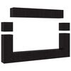 vidaXL TV-m&oslash;bels&aelig;t V&aelig;gmonteret 8 pcs Sort eg Konstrueret tr&aelig;