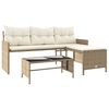 vidaXL havesofa med bord og hynder L-formet polyrattan beige