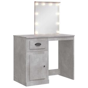 vidaXL makeupbord med LED-lys 90x42x132,5 cm betongr&aring;
