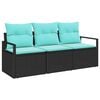 vidaXL Sofa S&aelig;t 3 pcs Sort polyrattan