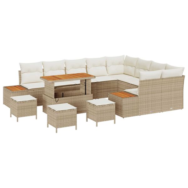 vidaXL Havesofa S&aelig;t 13 pcs Beige polyrattan