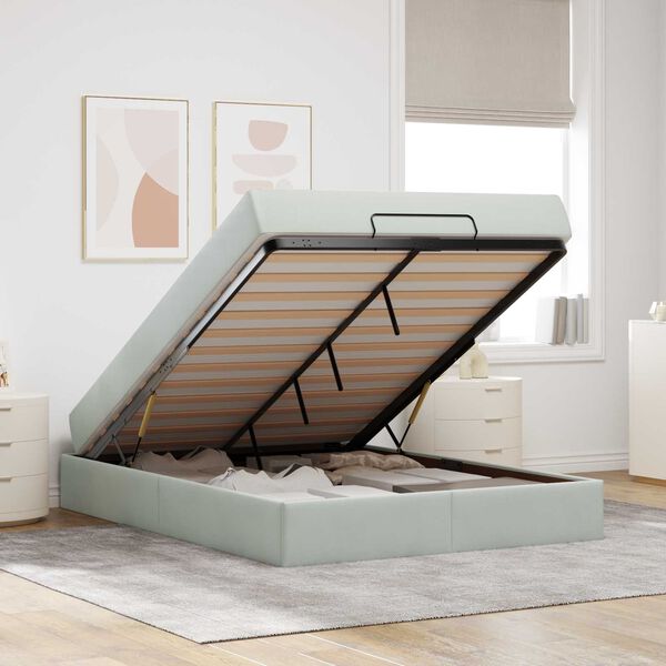 vidaXL Sengeramme med madras med madras 2 pcs Lysegr&aring; Fl&oslash;jl