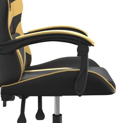 vidaXL drejelig gamingstol kunstlæder sort og guldfarvet