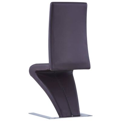 vidaXL spisebordsstole 2 stk. med zigzagform kunstlæder brun