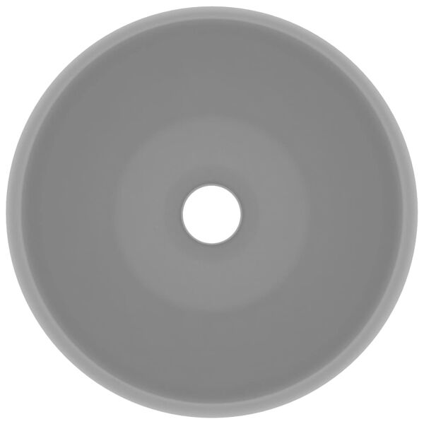 vidaXL luksuriøs håndvask 40x15 cm rund keramik mat lysegrå