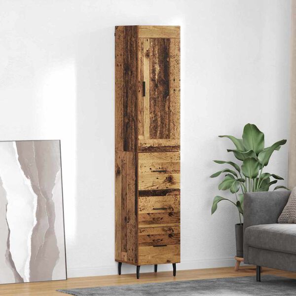 vidaXL Highboard Gammelt tr&aelig; 34,5 x 34 x 180 cm Konstrueret tr&aelig;