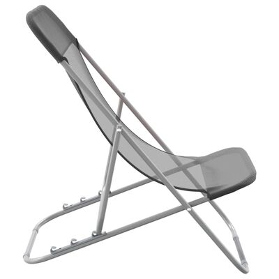 vidaXL foldbare strandstole 2 stk. textilene og pulverlakeret stål grå